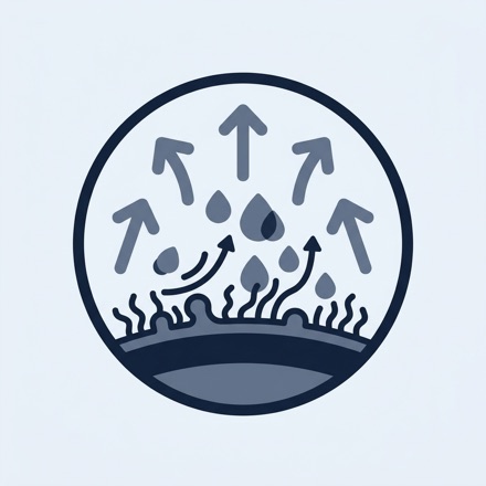 Simple diagram of an airway lined with tiny cilia sweeping mucus droplets upward and out.