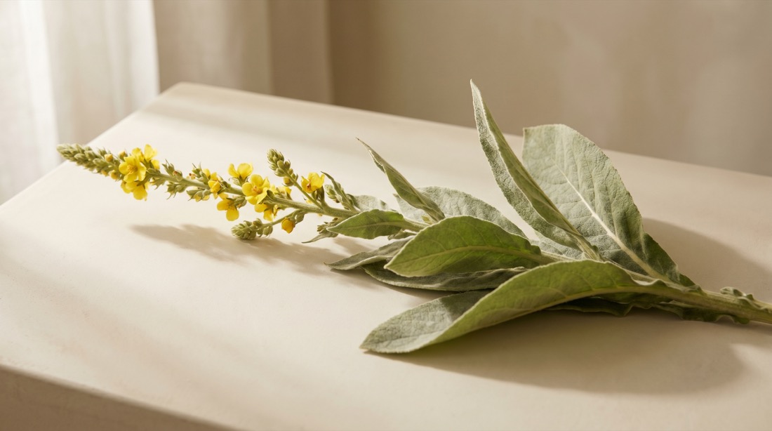 Fresh mullein leaf and flower